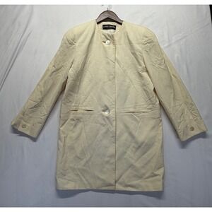 Vintage Herbert Grossman Coat Womens 6 Cream Lined Button Front Business Formal